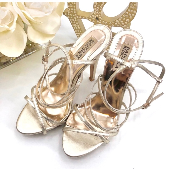 Badgley Mischka Shoes - Badgley Mischka Metallic Gold Idol Strappy Heels